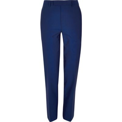 Blue tailored suit trousers